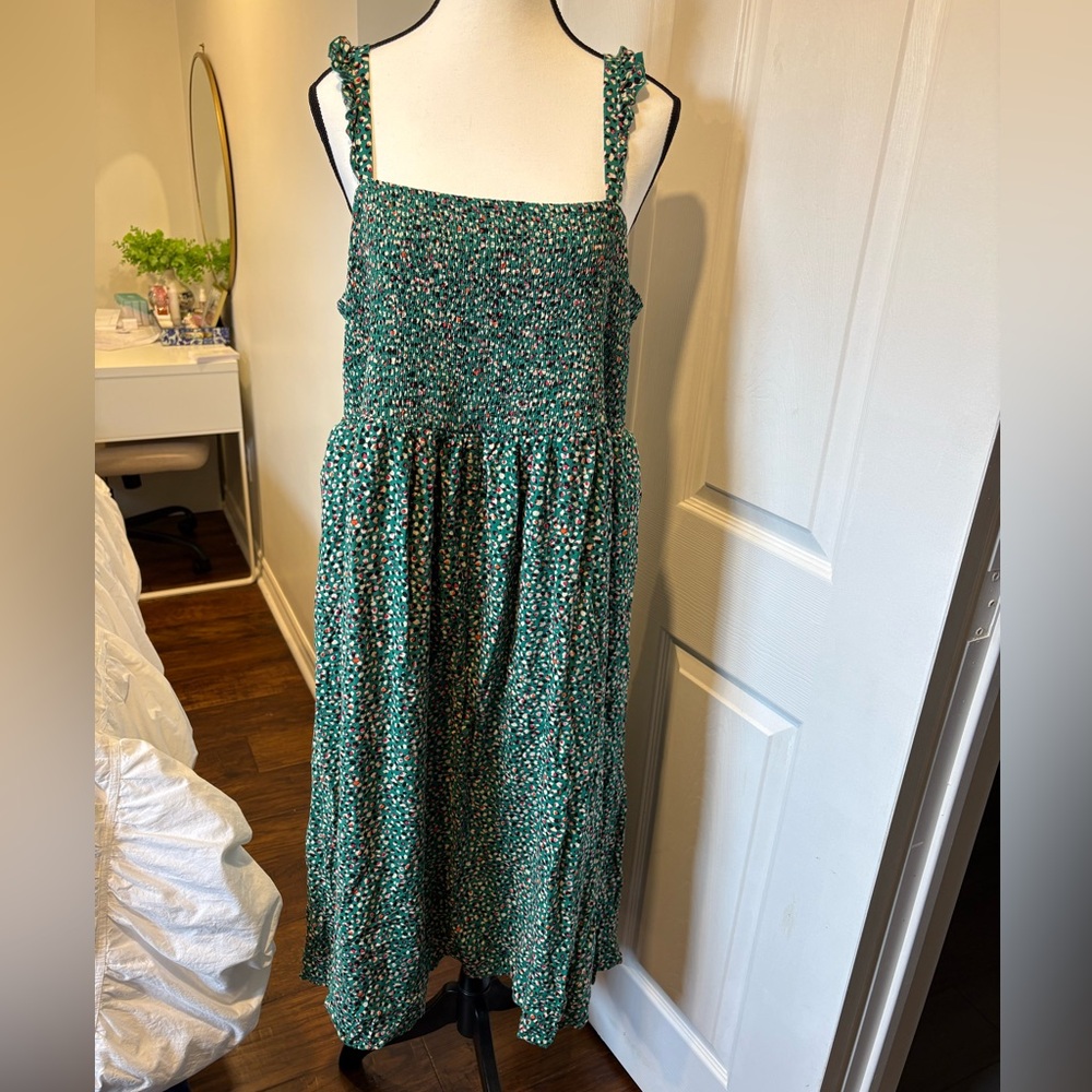 Torrid Floral Smocked Midi Dress Green Size 3 3X